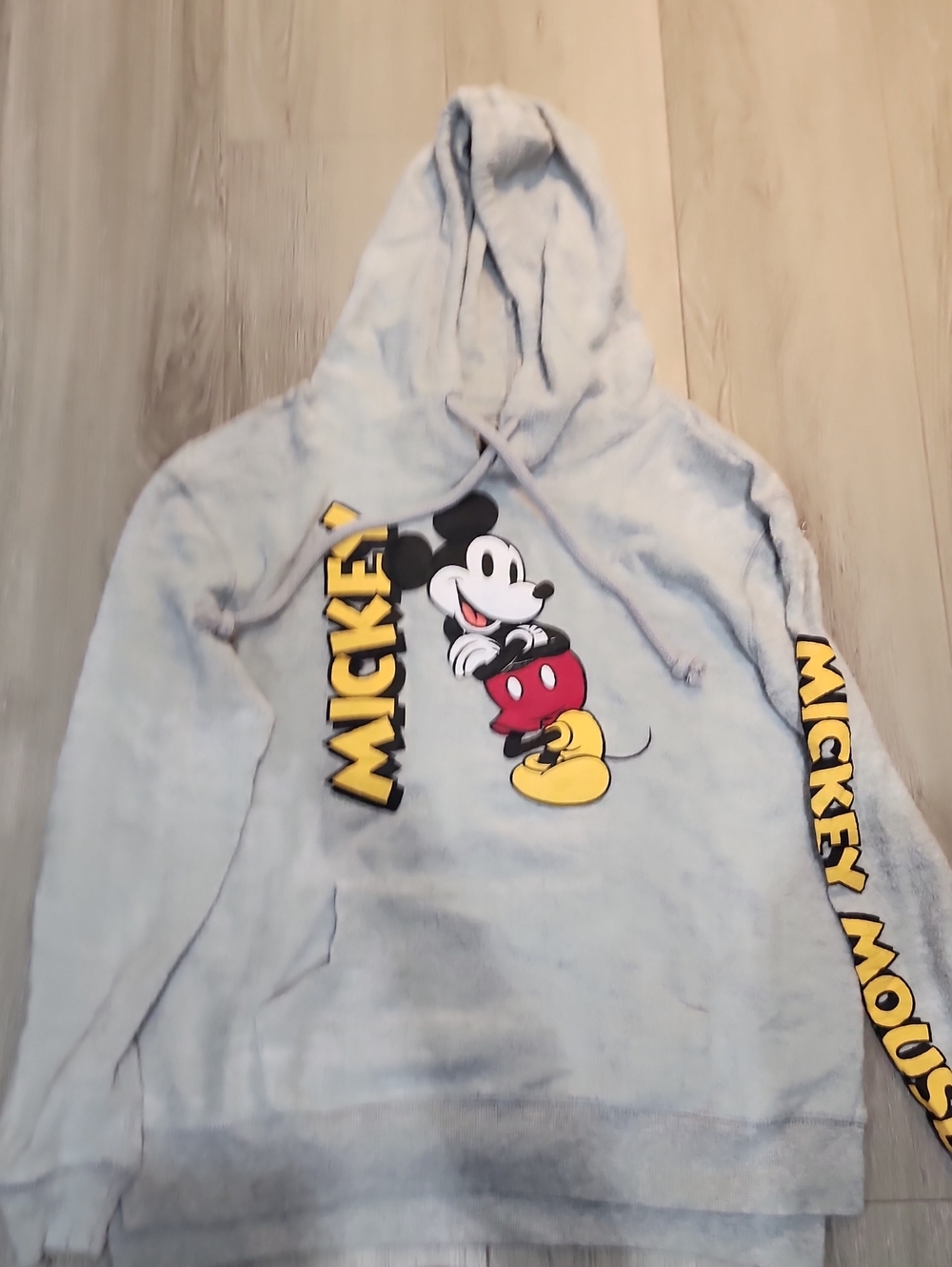Disney Light Gray Hoodie with Mickey Mouse and Yellow Accents